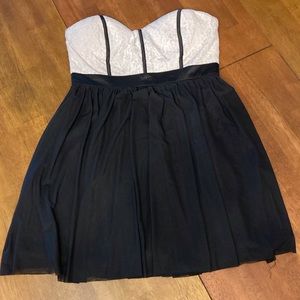 Black and white lace mini cocktail dress